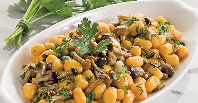 Gnocchi di zucca ai funghi